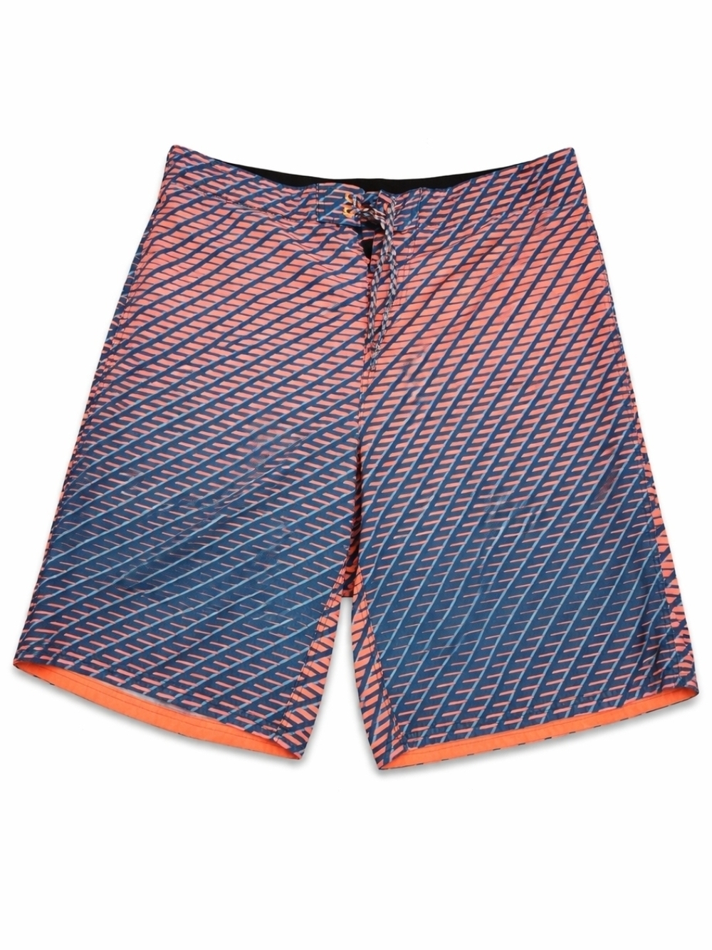 Nike Men's Navy & Coral Diagonal Pattern Swim Board Shorts